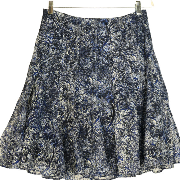 Coldwater Creek Blue Mesh Skirt Womens Size PS Petite Small 6-8 Lined Pull On - Picture 8 of 12